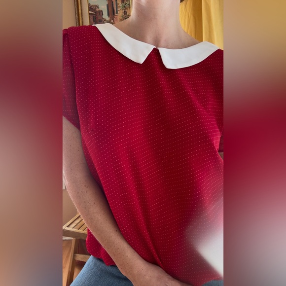 Vintage Polka-dot Reversible Short Sleeve Button Up Blouse Size Small to Medium - Picture 6 of 9